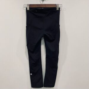 LULULEMON 2 Black Speed Up Crop 21" Leggings Athletic Athleisure Running W6AL7S